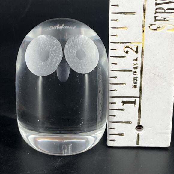 Hadeland Lead Crystal Owl Etched Paperweight Norway Signed Decor Bird Glass - Picture 7 of 8